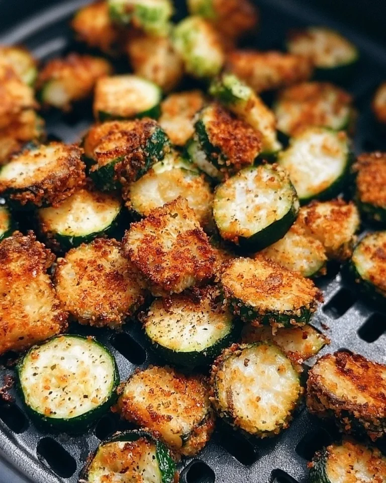 Crispy air fryer zucchini served in a bowl with herbs