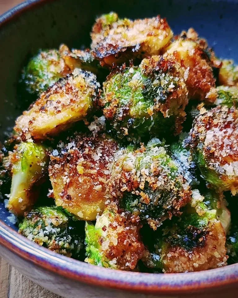 Crispy Parmesan-Crusted Brussels Sprouts served in a bowl