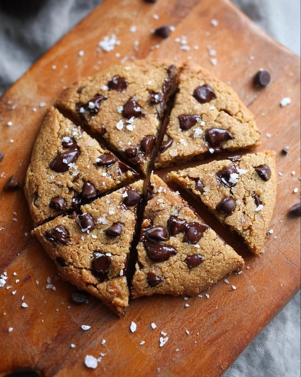 Giant keto-friendly chocolate chip cookie served on a plate
