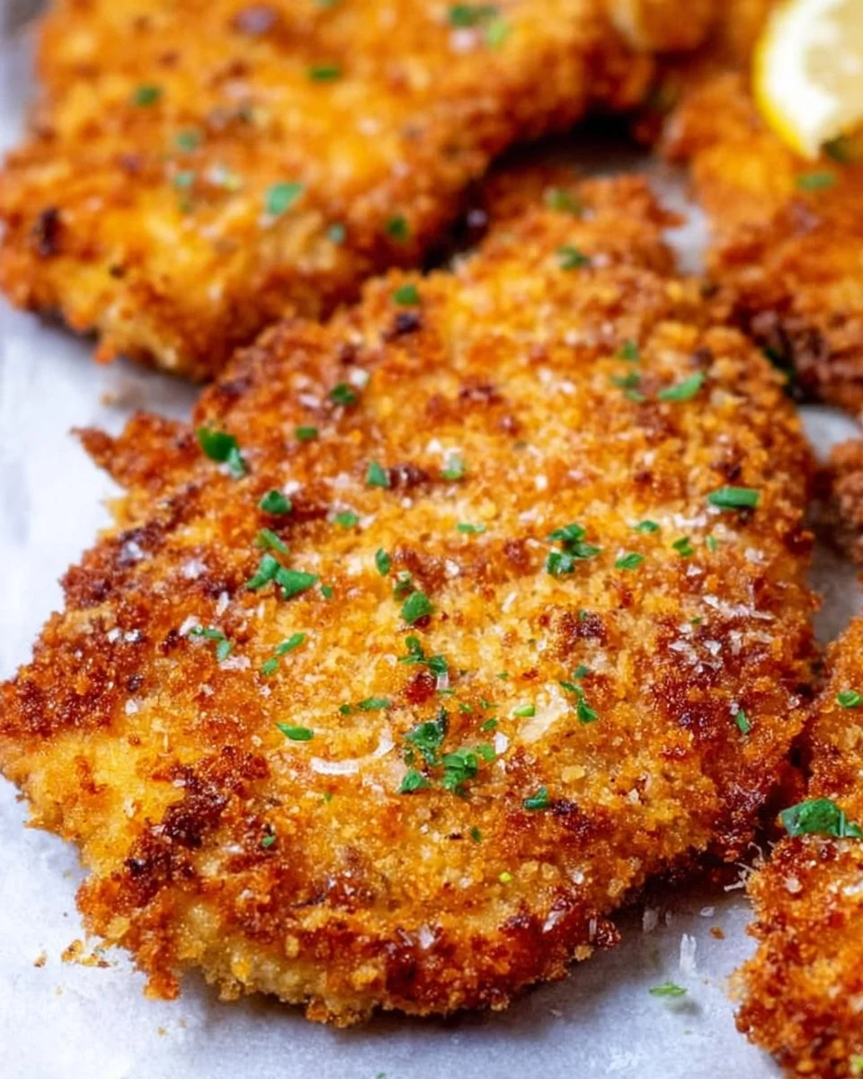 Healthy Parmesan Crusted Chicken served with fresh vegetables and herbs