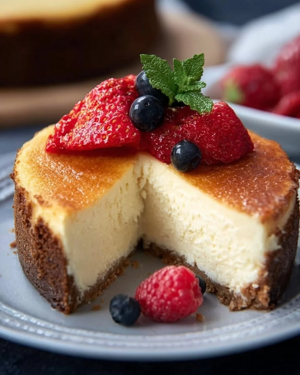 Keto-Friendly Air Fryer Cheesecake with a smooth texture and rich flavor.