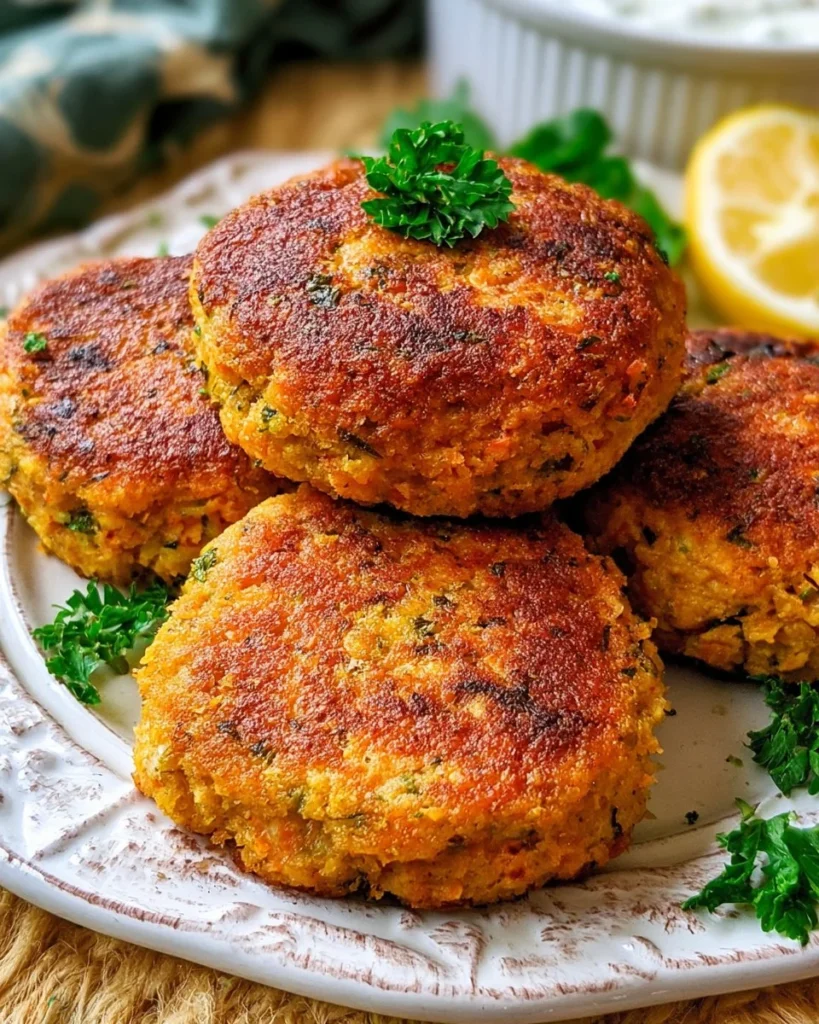 15 Min Keto Salmon Patties plated with fresh herbs