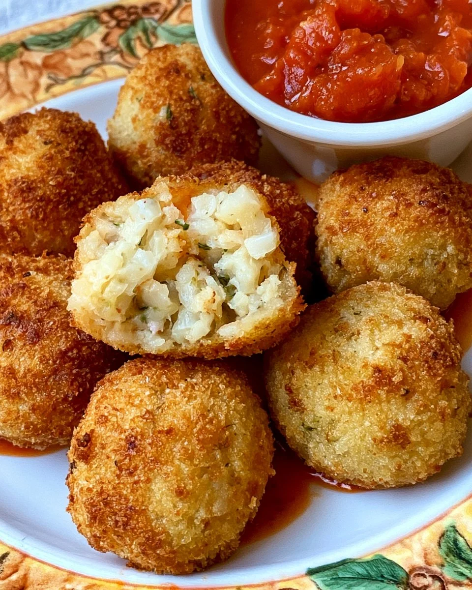 Crispy Air Fryer Arancini with melted cheese and golden brown crust