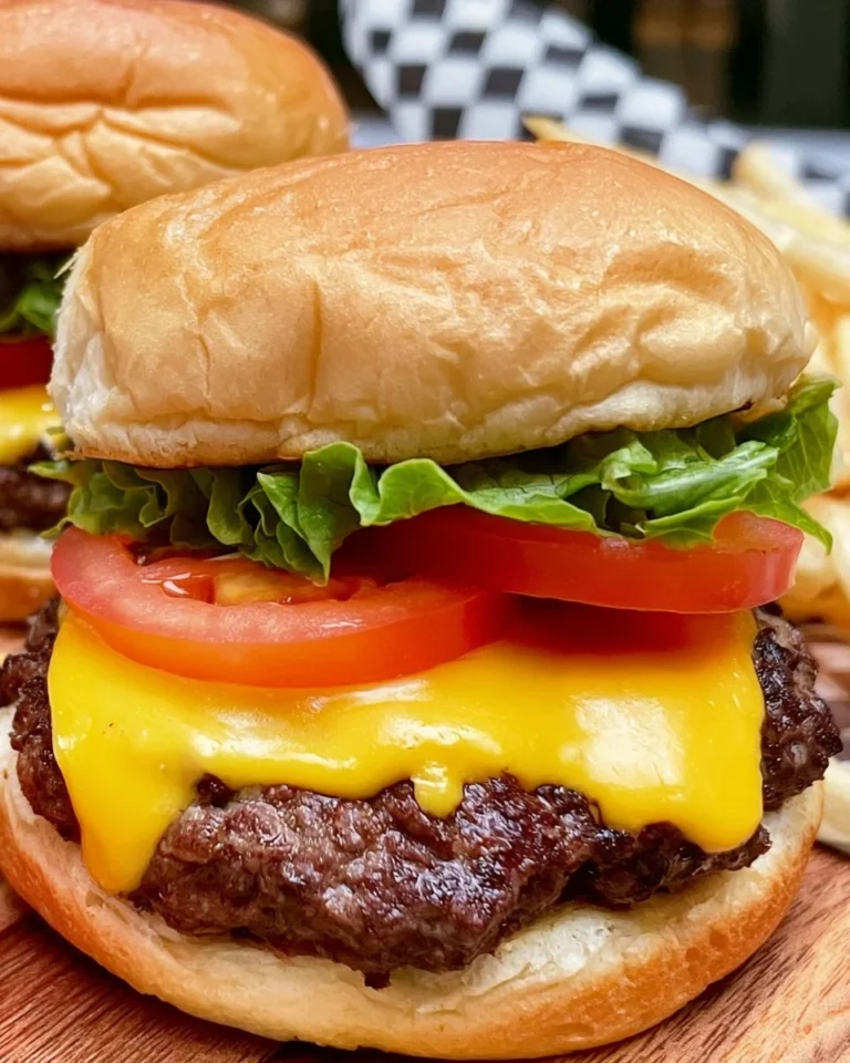 Juicy air fryer burgers served with toppings and fries