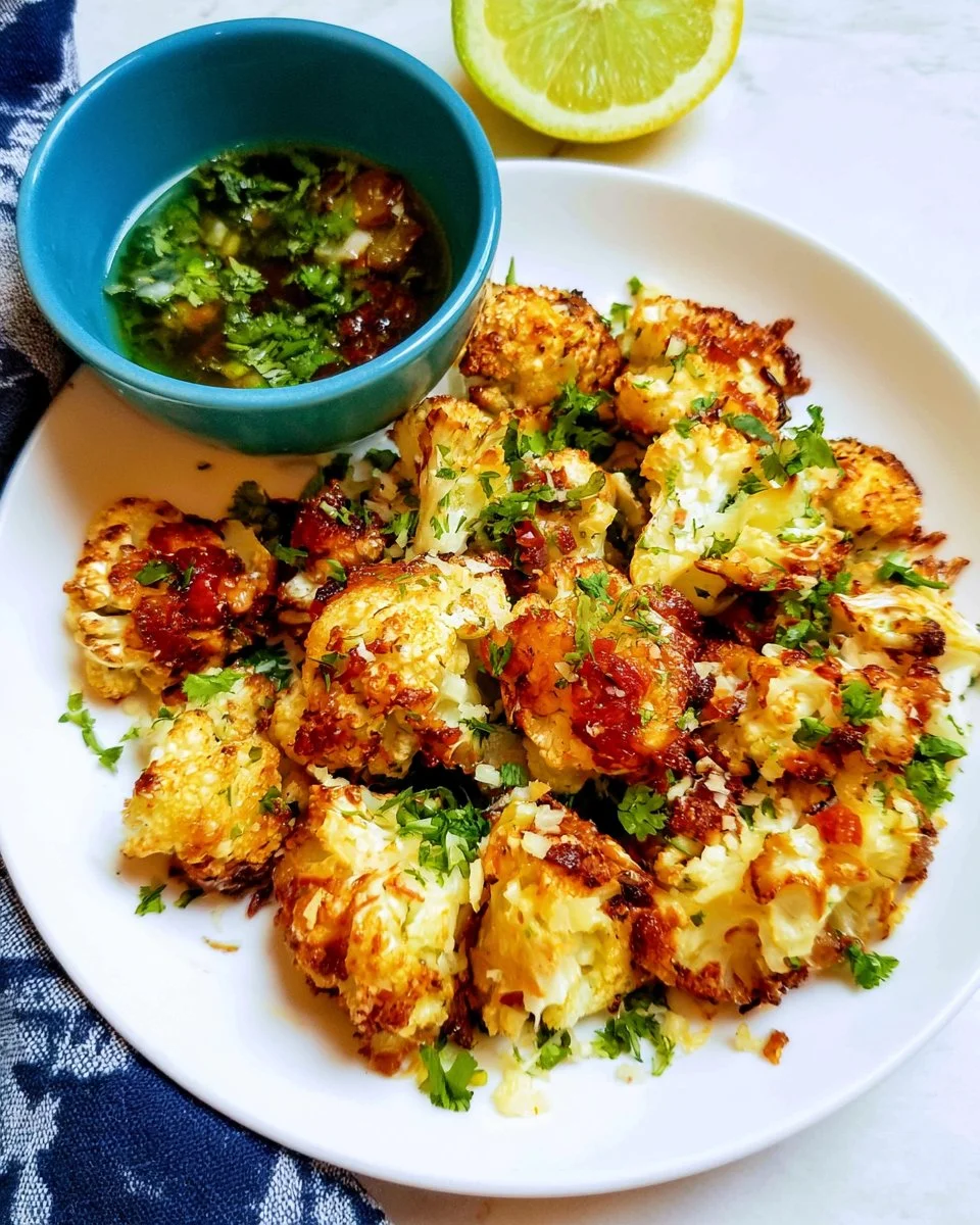 Crispy air fryer cauliflower bites served as a healthy appetizer