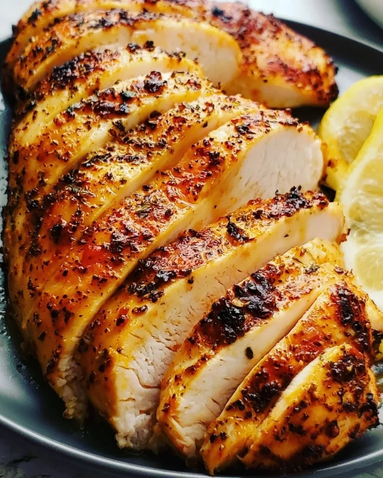 Delicious air fryer chicken breast cooked to perfection in just 20 minutes