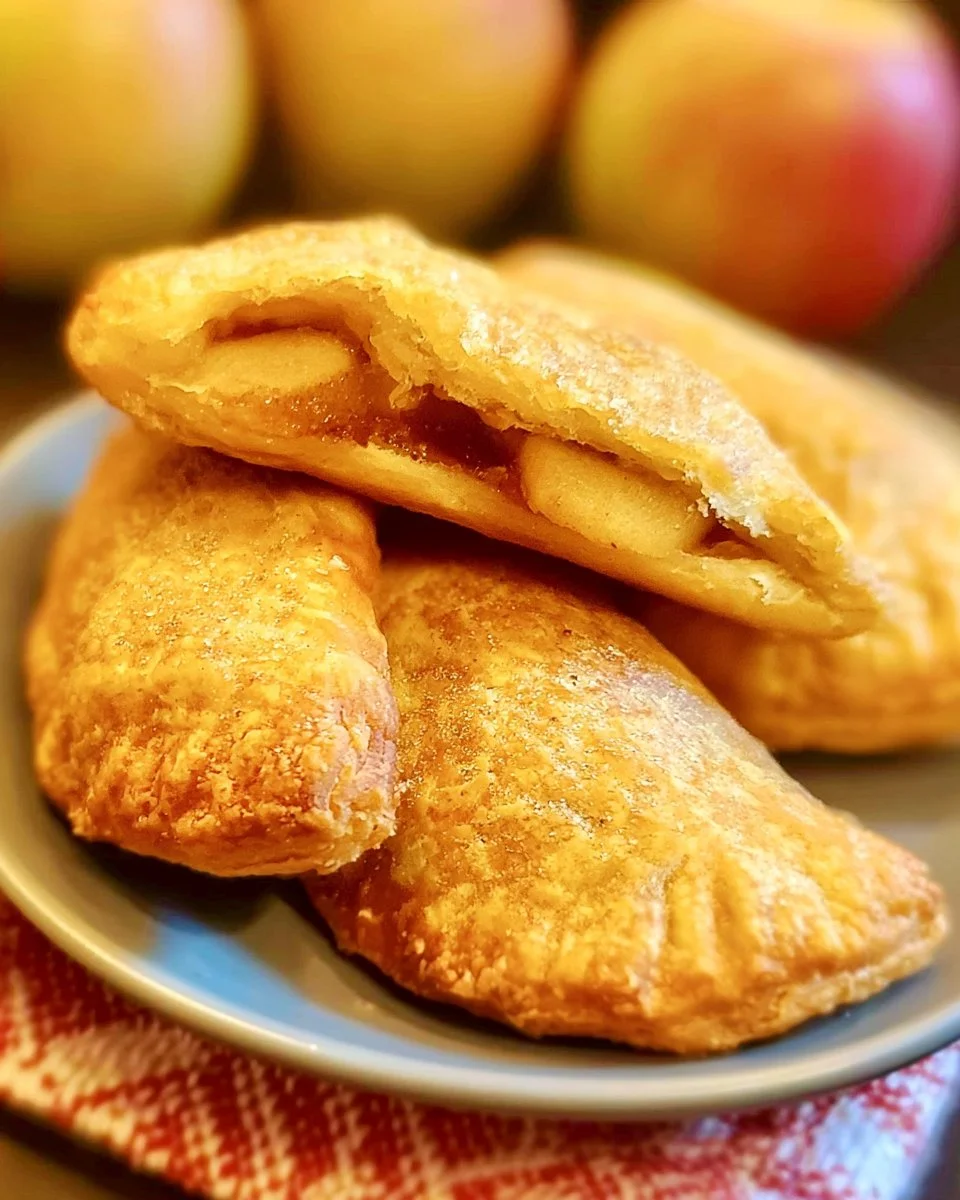 Homemade air fryer McDonald's apple pies with golden crust and apples