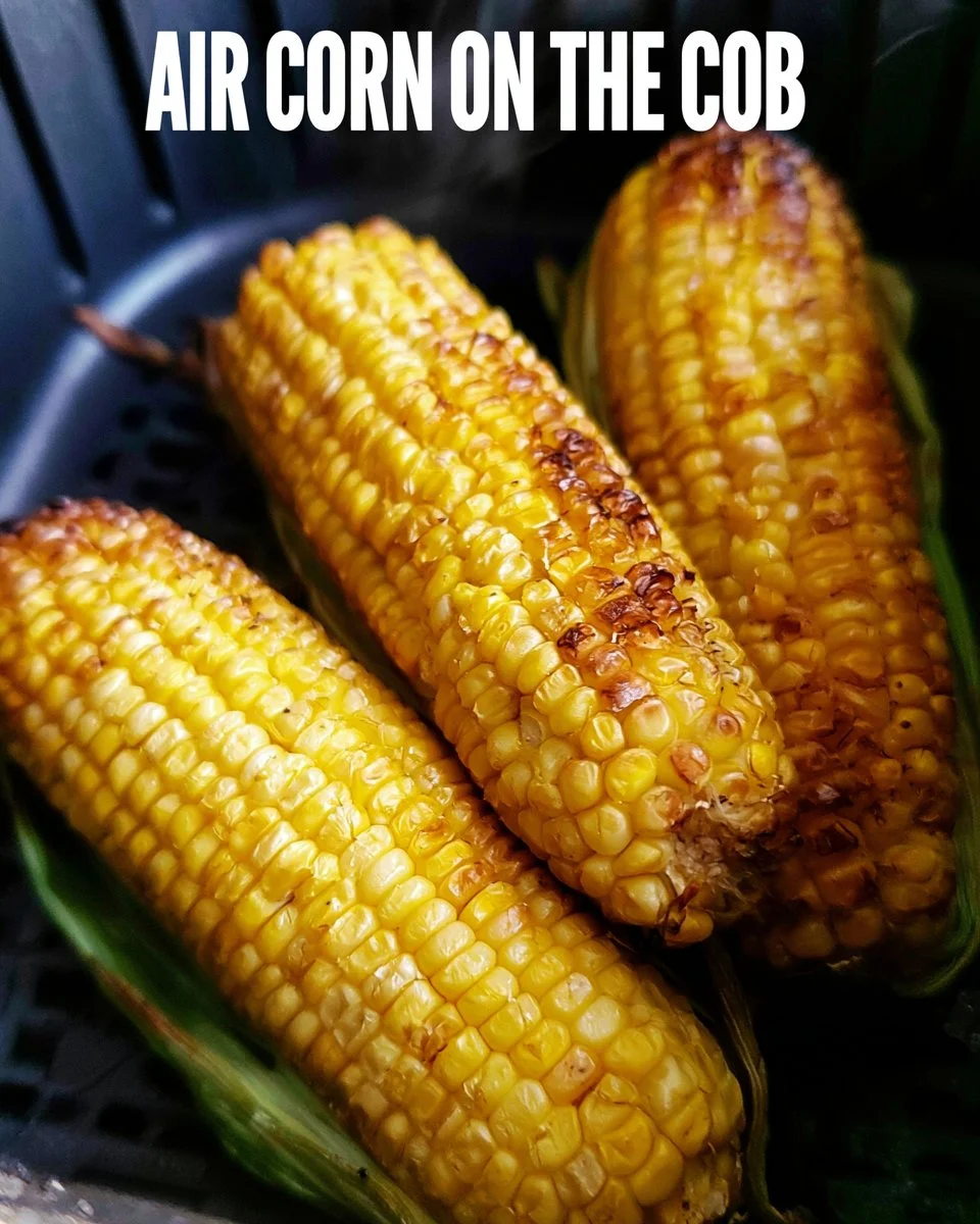 Air fryer corn on the cob cooked to perfection, ready to enjoy.