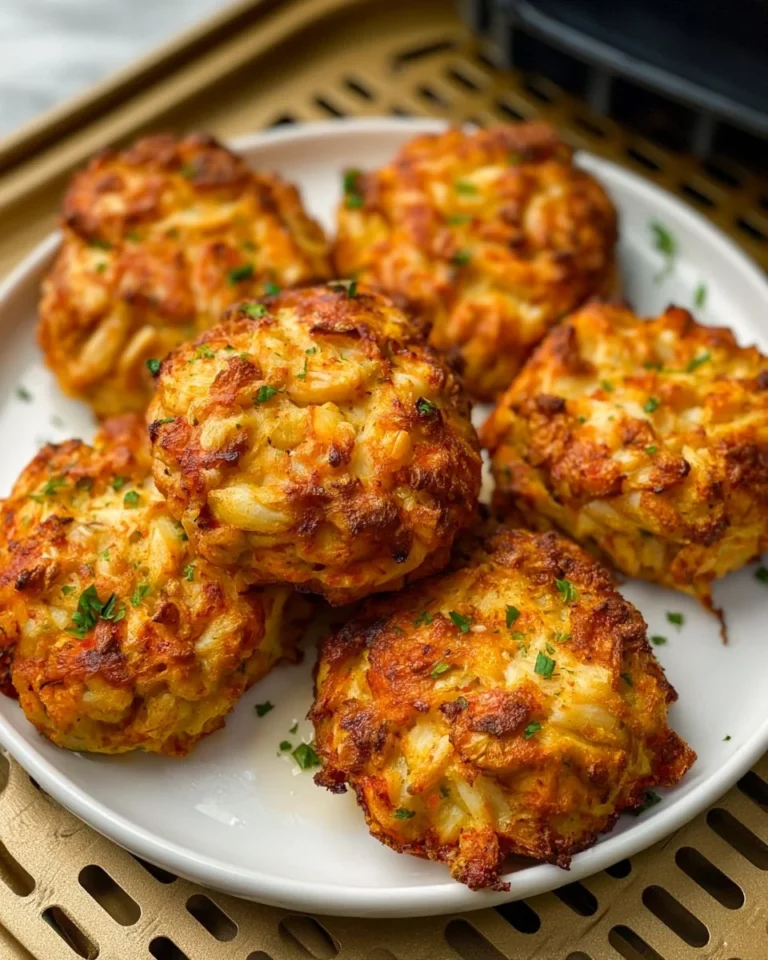 Delicious air fryer crab cakes served with dipping sauce