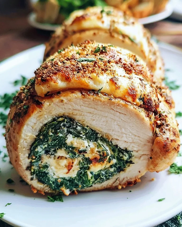 Air fryer feta and spinach stuffed chicken breast served on a plate