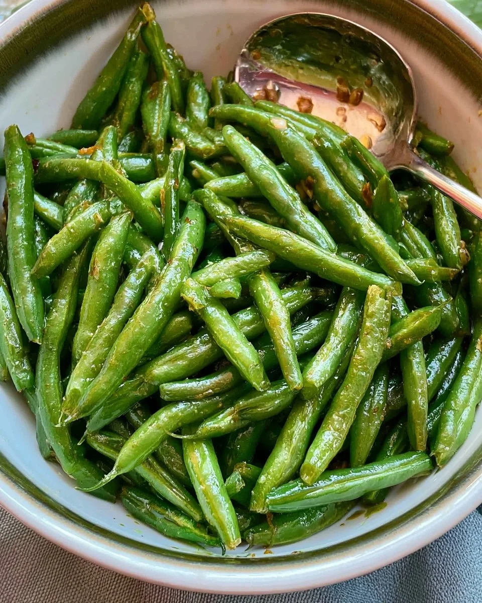 Crispy air fryer green beans served in a bowl