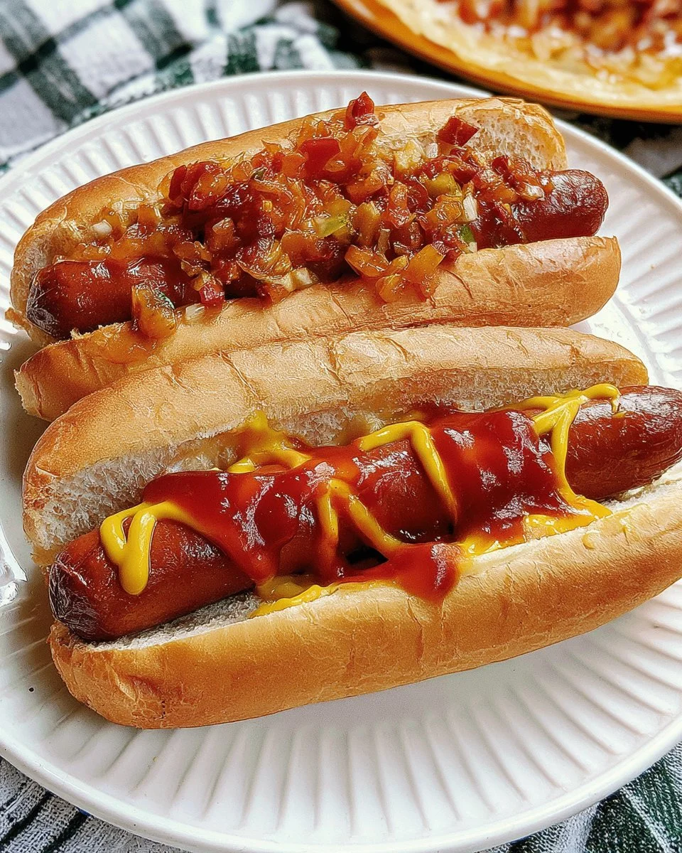 Crispy air fryer hot dogs served on a plate