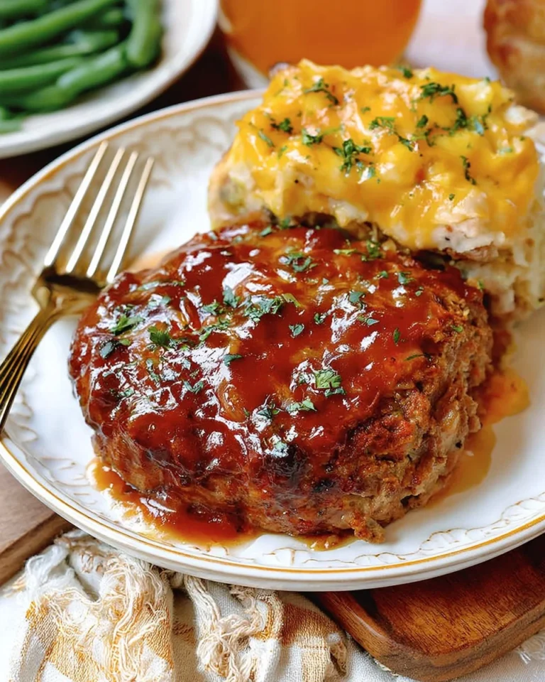 A delicious air fryer meatloaf served with cooked vegetables and herbs.