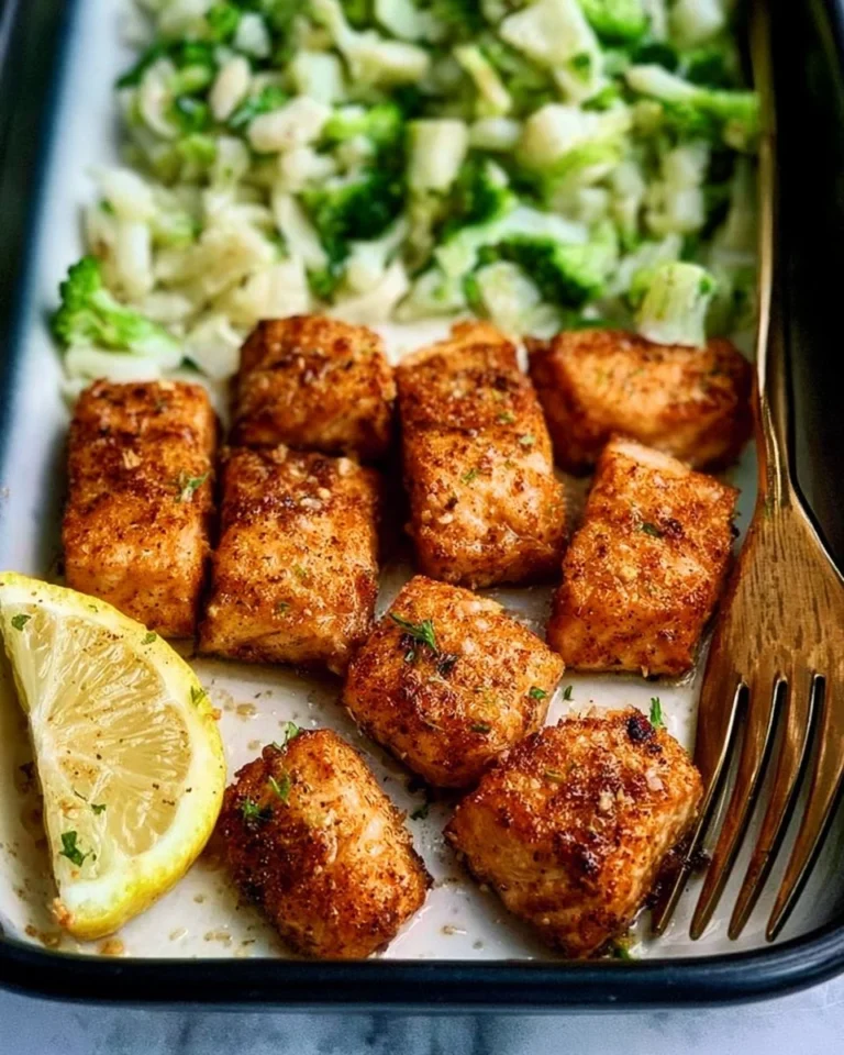 Air fryer salmon fillet glazed with maple soy sauce, served on a plate