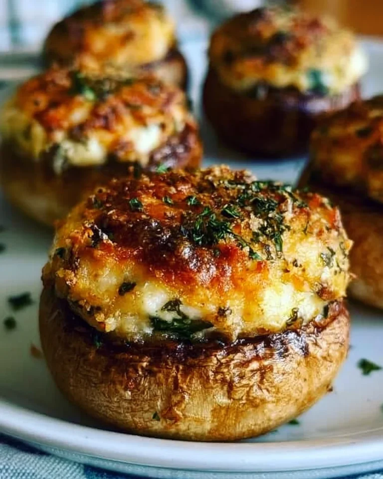 Easy air fryer stuffed mushrooms with delicious filling
