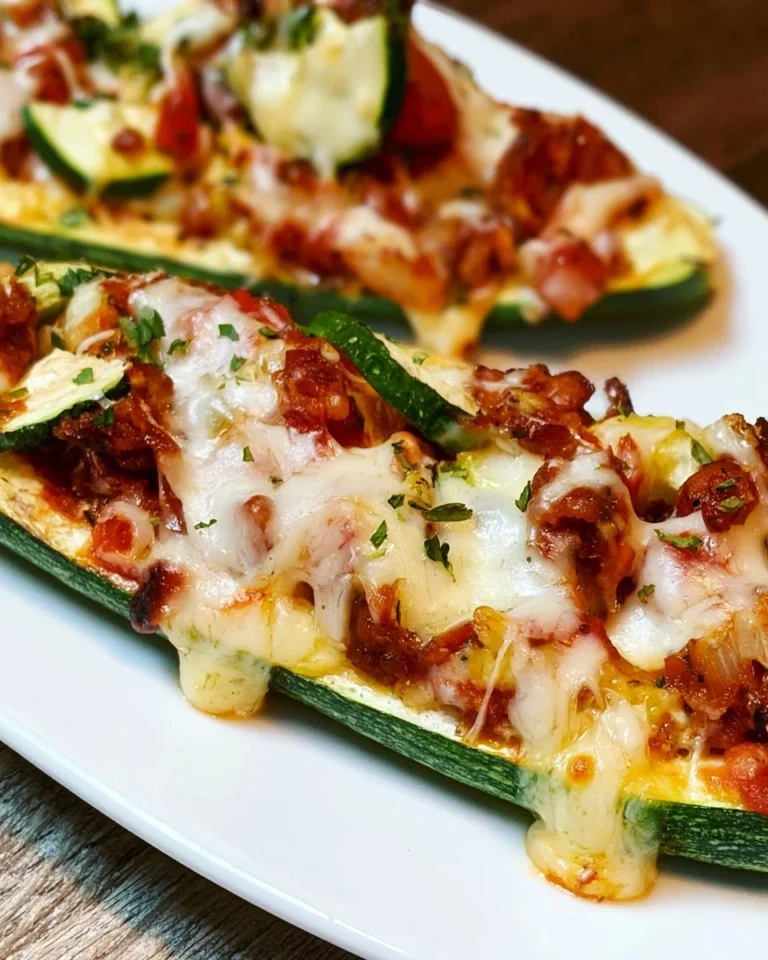 Delicious air fryer zucchini boats filled with flavorful ingredients.