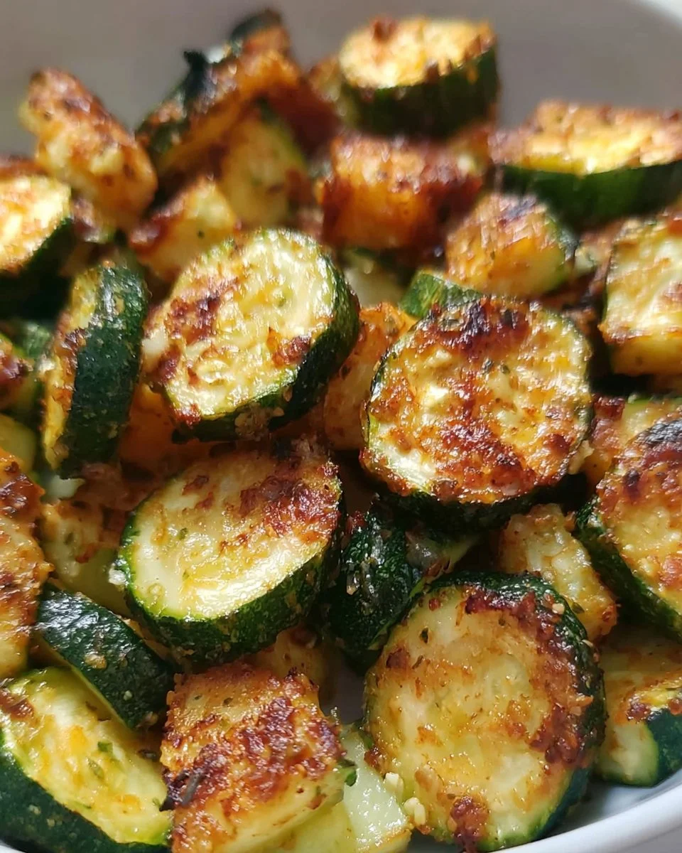 Crispy air fryer zucchini bites served on a plate