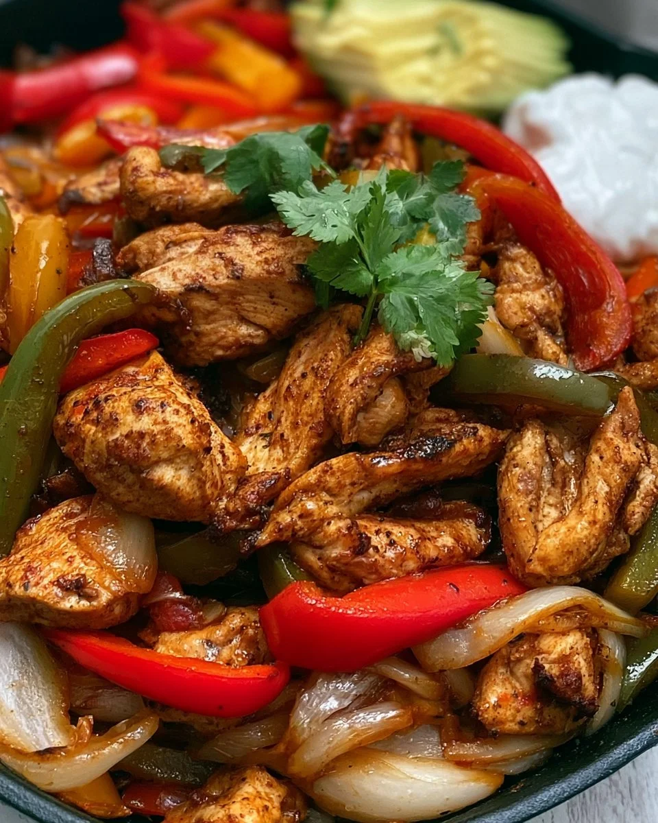 Delicious air fryer chicken fajitas served with fresh toppings and tortillas