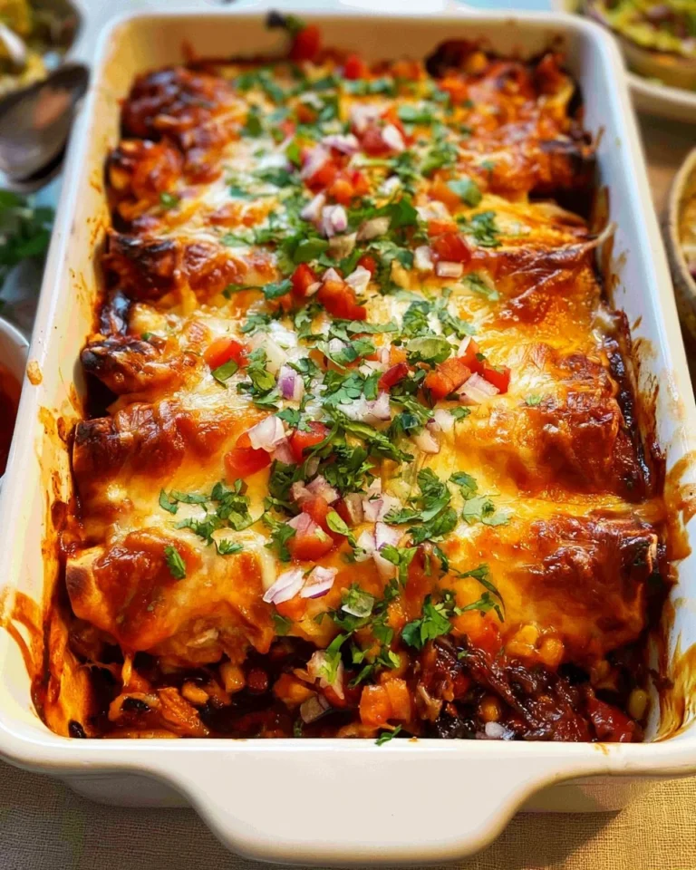 A plate of delicious homemade Chicken Enchiladas topped with cheese and green onions.