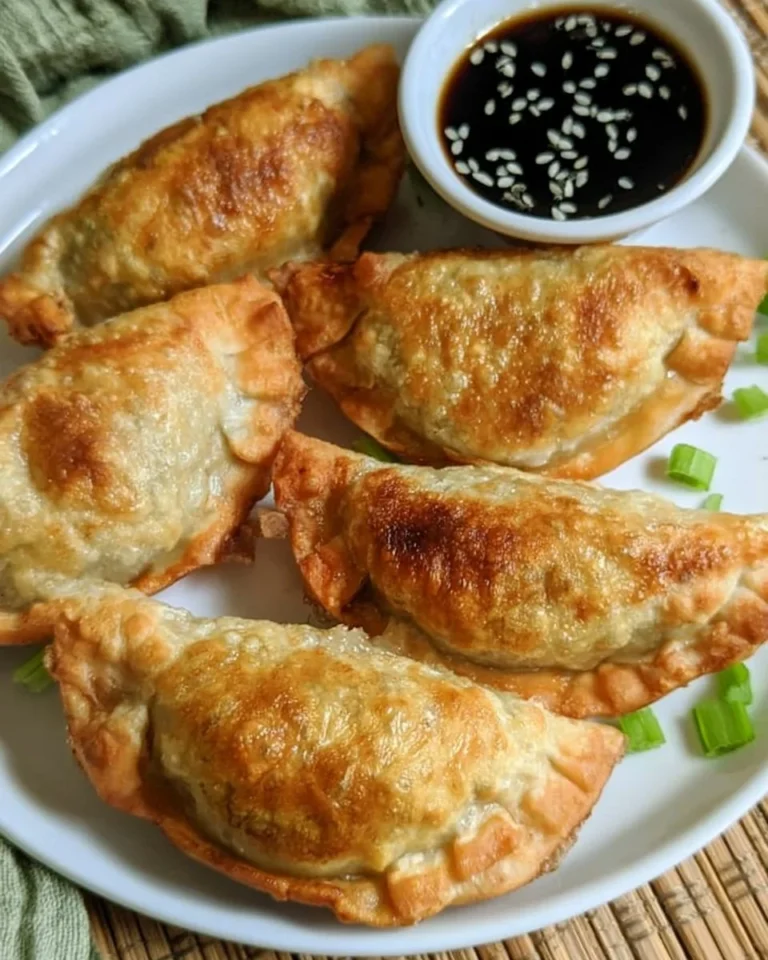 Crispy air fryer frozen dumplings (potstickers) in a bowl ready to serve