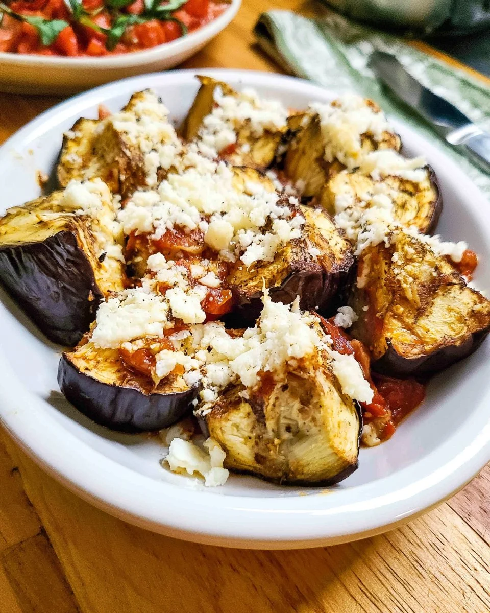 Healthy air fryer eggplant cooked to crispy perfection in an air fryer