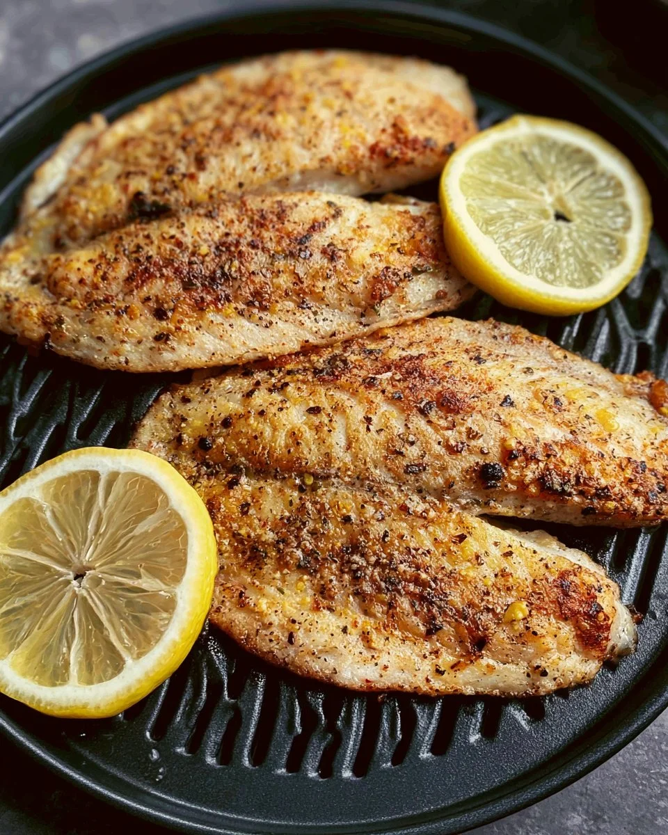 Delicious air-fried frozen tilapia served on a plate