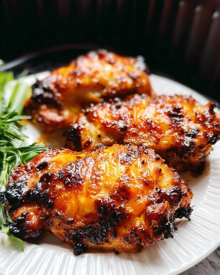 Juicy air fryer boneless chicken thighs served with vegetables